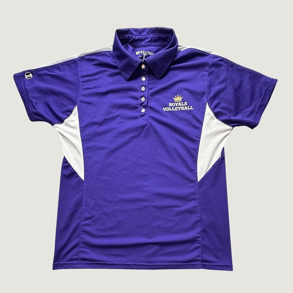 Holloway Polo Shirt Womens L Purple Royals Volleyball dry-Excel Snap Athletic